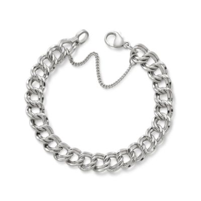 Heavy Double Curb Charm Bracelet