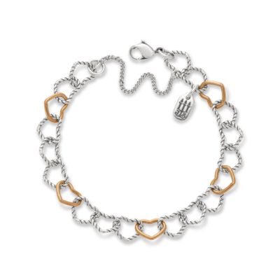 Twisted Wire Connected Hearts Charm Bracelet