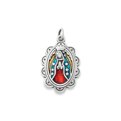 Enamel Virgin of Guadalupe Charm with Rose Collection