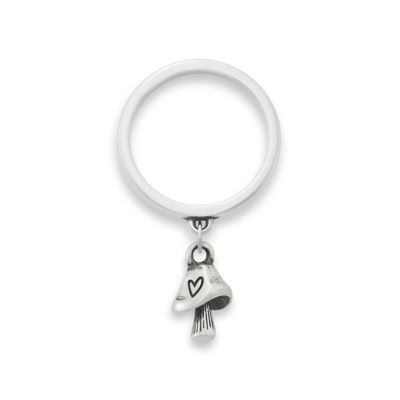 Mini Mushroom with Heart Charm Dangle Ring