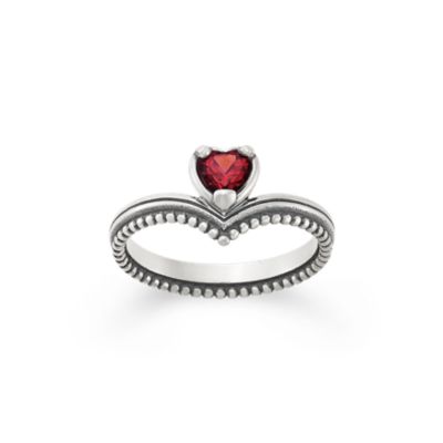 Beaded Chevron Heart Gemstone Ring